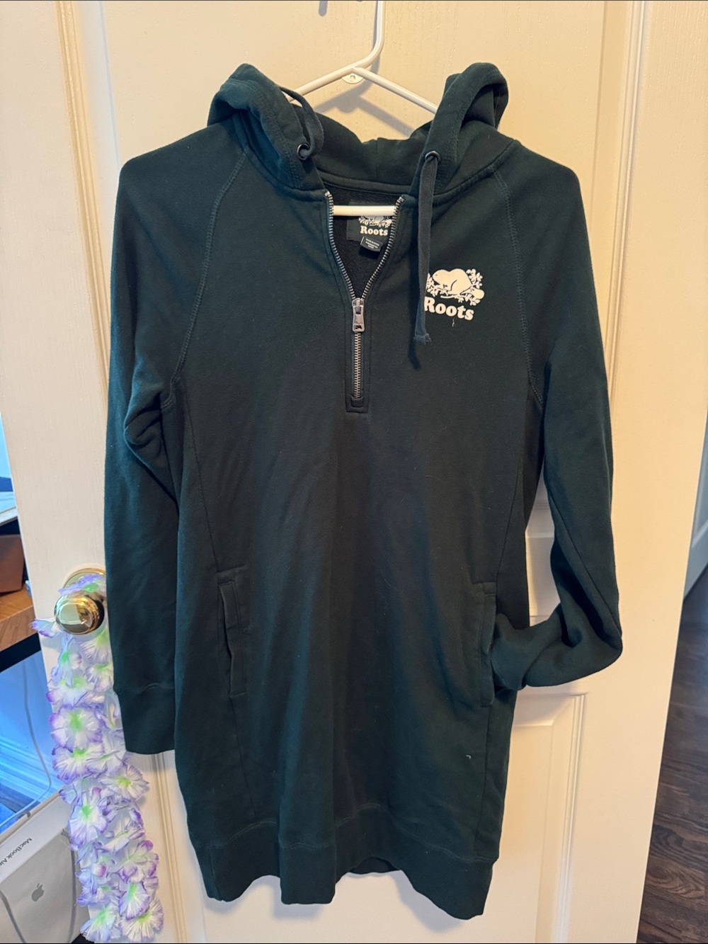 Roots Women's Dark Green Long-Sleeve Hoodie Dress